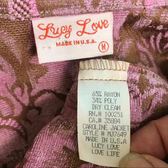 LUCY LOVE Caroline Jacket in Brown and Pink Damask Women medium Jacquard Jacket - Picture 6 of 8